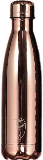 Chilly's Chrome Bottle Thermos Stainless Steel BPA Free 500ml Rose Gold