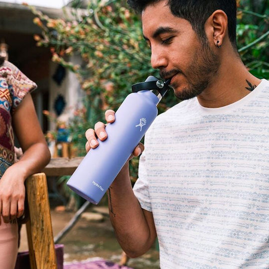Hydro Flask Standard Mouth Flex Μπουκάλι Θερμός Πλαστικό 621ml White με Καλαμάκι