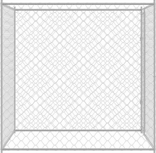 vidaXL Металик Парк За Кучета 200x200x200см Сребрист