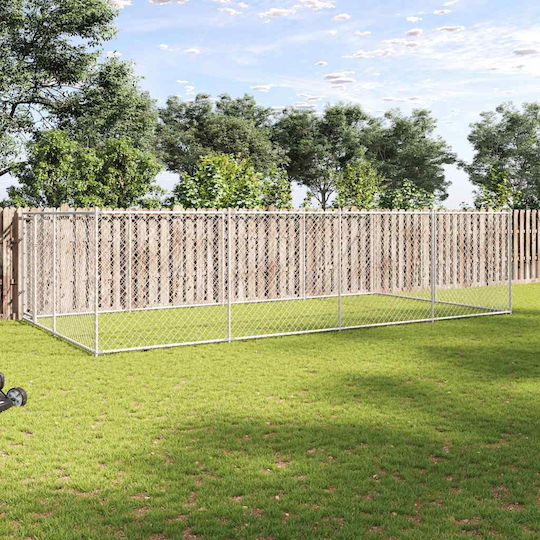 vidaXL Металик Парк За Кучета 800x400x200см Сребрист