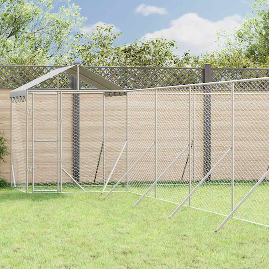 vidaXL Parc Metalic Pentru Câini 1200x400x250 cm Argintiu