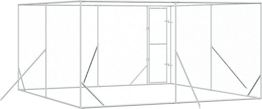vidaXL Металик Парк За Кучета 400x400x200см Сребрист