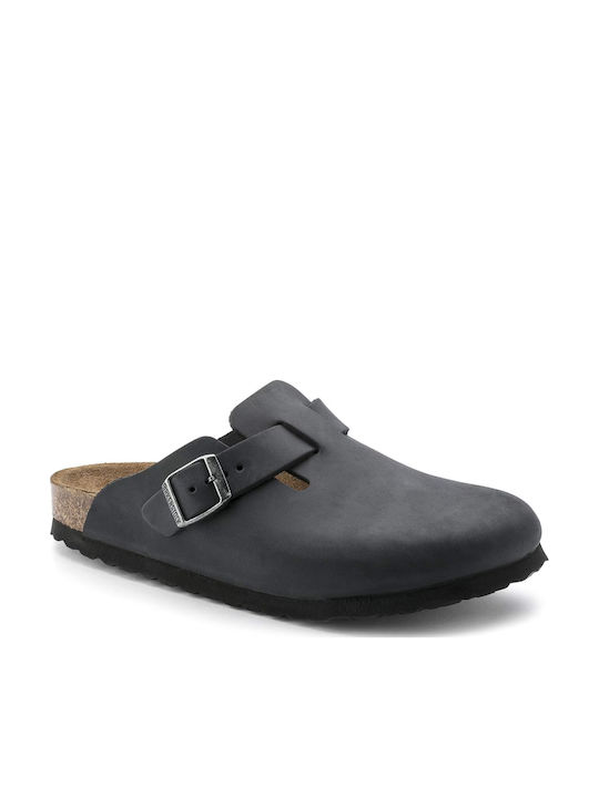 Birkenstock Γυναικεία Δερμάτινα Σαμπό Μαύρα Birkenstock Γυναικεία Δερμάτινα Σαμπό Μαύρα