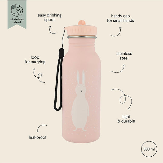 Trixie Sticlă Pentru Copii Din Oțel Inoxidabil Cu Pai Roz 500ml (Diverse Modele/Culori)