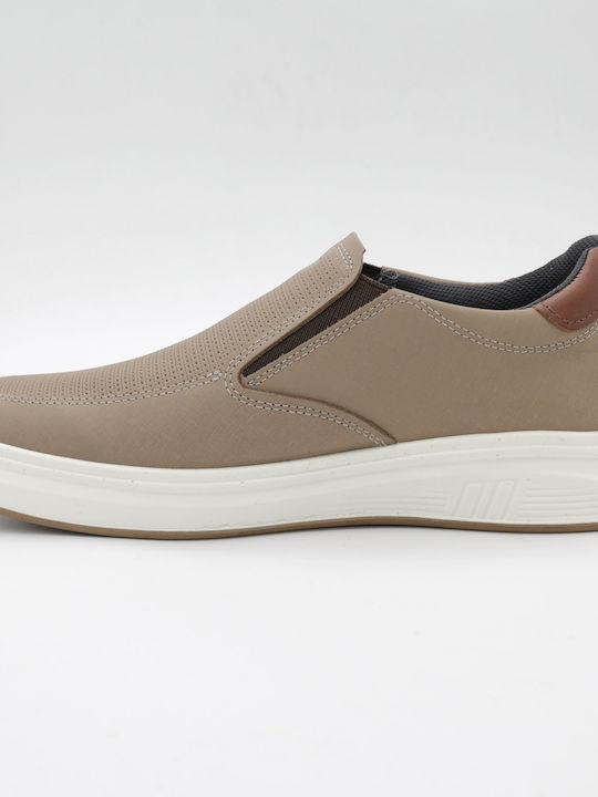 Leather Men's Slip-On Beige