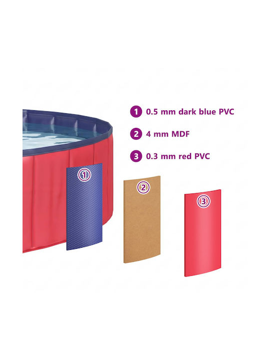 vidaXL Dog Pool 160cm Red 1 Piece
