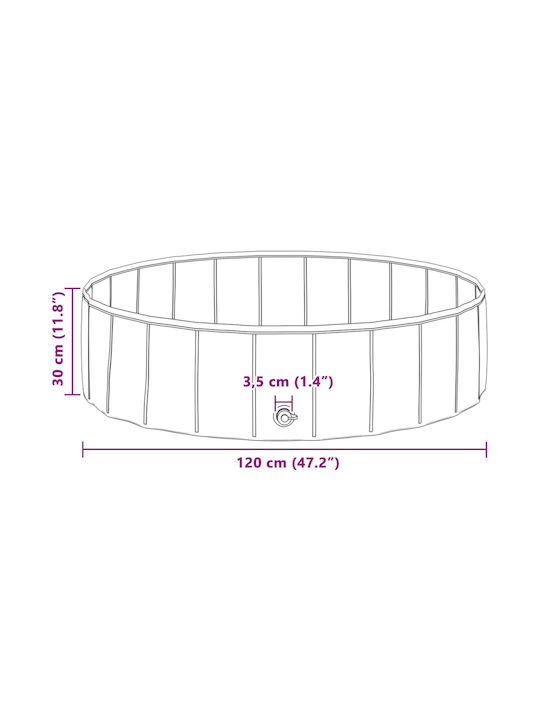 vidaXL Dog Pool 120cm Red 1 Piece