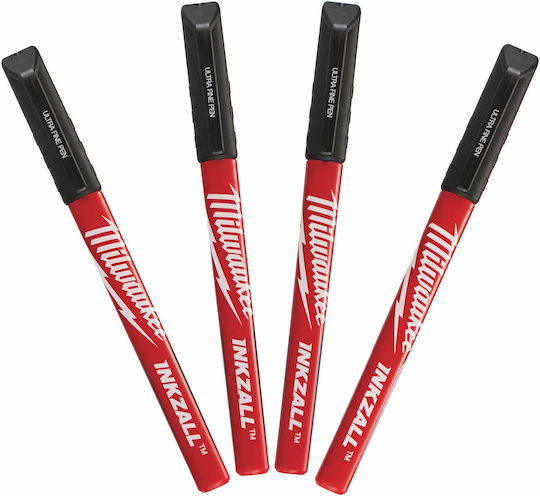 Milwaukee Inkzall Permanent Markers 0.6mm Black 4pcs