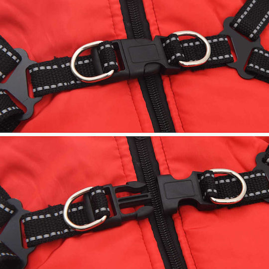vidaXL Red Fleece / Waterproof Dog Coat Medium