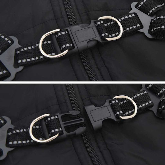 vidaXL Black Fleece / Waterproof Dog Coat Large