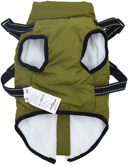 vidaXL Μπουφάν Σκύλου Fleece / Αδιάβροχο Πράσινο Medium