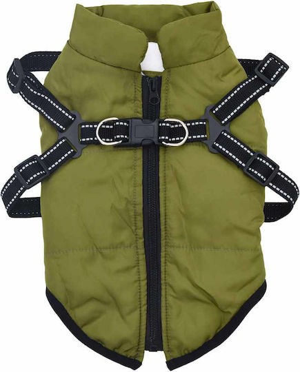 vidaXL Μπουφάν Σκύλου Fleece / Αδιάβροχο Πράσινο Medium