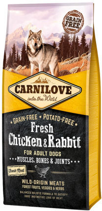Carnilove Fresh Chicken & Rabbit 12kg Dry Food Grain-Free for Adult Dogs with Chicken and Rabbit