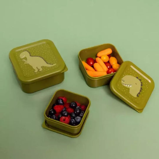 Trixie Nesting Snack Box Πλαστικό Παιδικό Σετ Φαγητού Δεινόσαυροι Πράσινο 11.5 x 11.5 x 6.5εκ.