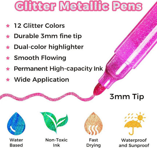Ohuhu Dazzle Zeichenstifte Zeichnung mit Glitzer Set 12 Farben