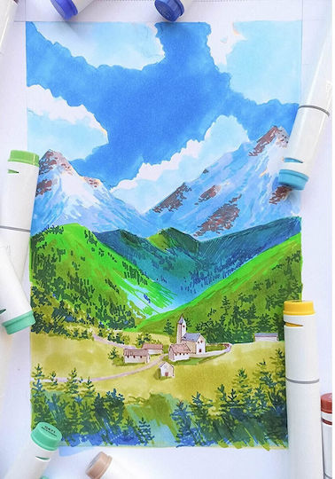 Ohuhu Ohuhu Basic Colors Drawing Markers Alcohol Fine & Chisel Set 80 Colours