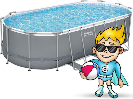 Bestway Oval Swimming Pool 13430lt with Metallic Frame 549x274x122cm Gray