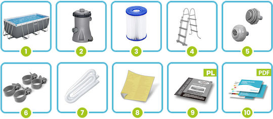 Bestway Πισίνα PVC με Μεταλλικό Σκελετό 412x201x122εκ. Γκρι