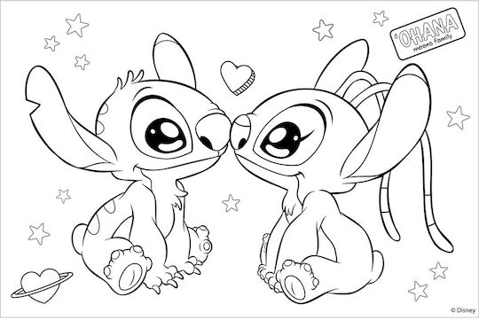 Zeichenblock 23x33cm 40 Stück Autok-sterntafel 2 Seiten Gold 2 Stück Lilo & Stitch