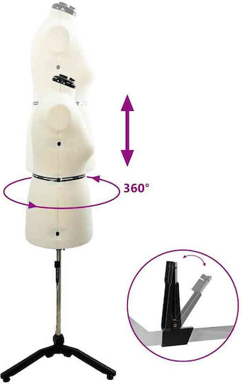 Vidaxl Formă Reglabilă Pentru Rochie Damă Crem L Catifea