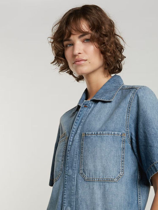 Damen Denim Jumpsuit Faded Thames Herstellerfarbe Blau