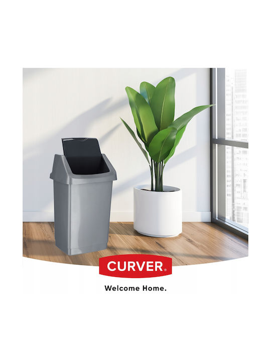 Curver Office Plastic Waste Bin 15lt Silver 23.5x23.5x28cm