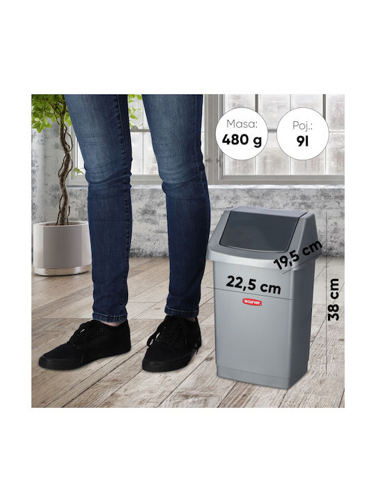 Curver Пластмаса Кошче за офисни отпадъци 9лт Сребрист 18.9x18.9x38.1см