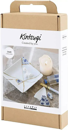 Kreatives Bastelset Kintsugi Schale Blau Gold Weiß 977815