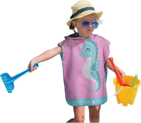 Greenwich Polo Club Junior Kinder Strandponcho 50x115 Mint Pink