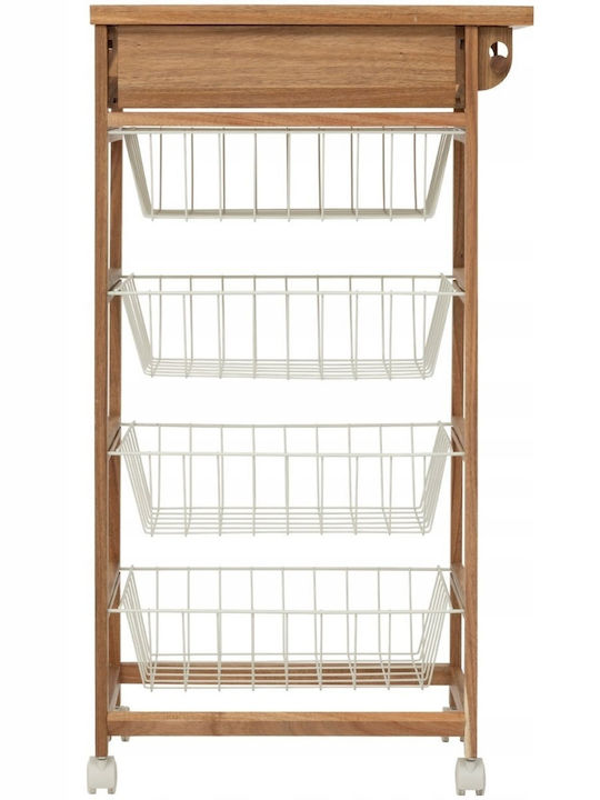 5Five Τρόλεϊ Κουζίνας Ξύλινο 5 Θέσεων Λευκό 50x34.5x88.8cm
