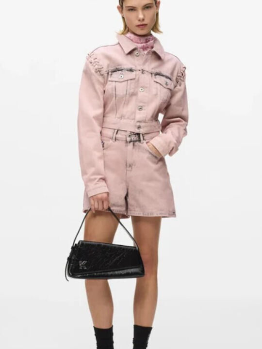 Short Women's Jean Jacket Pink