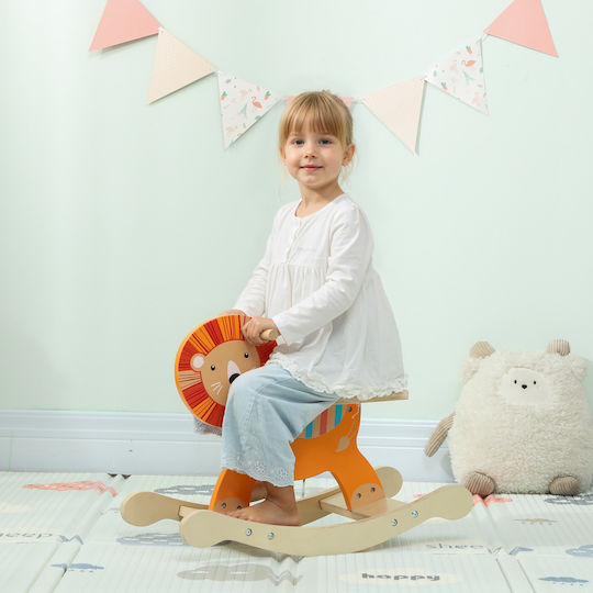 Aiyaplay Fabric Rocking Toy Horse with Max Load Capacity 25kg Orange