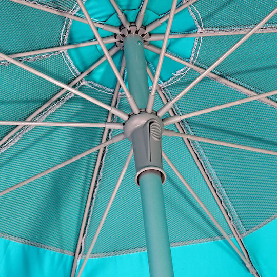 Maui & Sons Umbrelă Plajă Pliabilă din Aluminiu Diametru 2.2m cu Umbrelă Protecție UV și Rezistență la Vânt Petrol