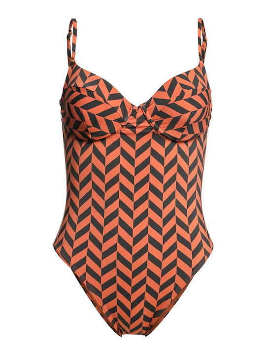 Cross Step One-Piece Swimsuit Orange