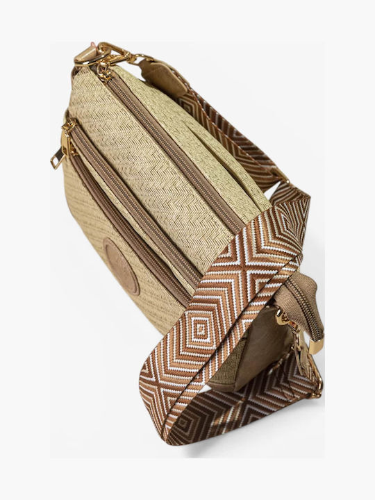 Women's Shoulder Bag Dark Beige Straw