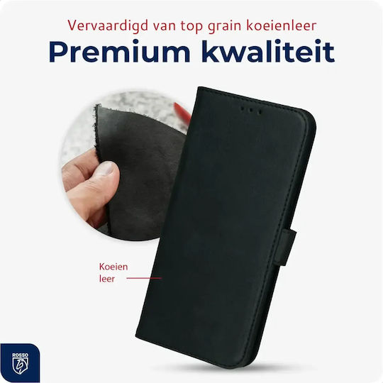 Rosso Deluxe Brieftasche Leder Schwarz für OnePlus 15