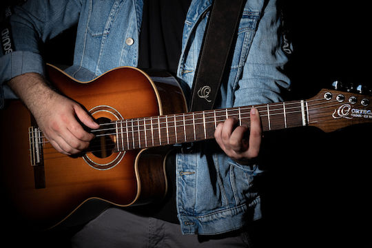 Ortega Guitar Strap Osar-2 Synthetic Leather & Leather Brown Length Up To 1450 Mm Width 70 Mm