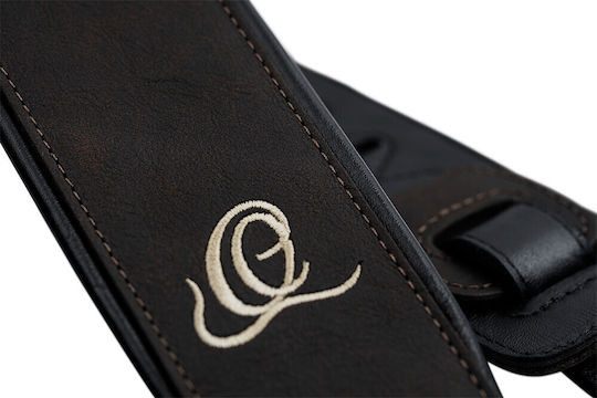 Ortega Guitar Strap Osar-2 Synthetic Leather & Leather Brown Length Up To 1450 Mm Width 70 Mm