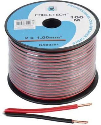 Cabletech Cca Lautsprecherkabel 2 X 0,10 Mm 100 M Rot Schwarz
