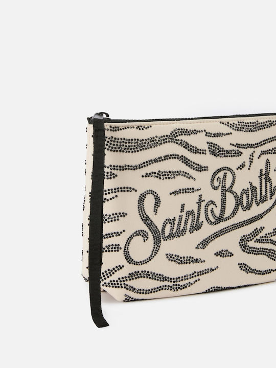 Mc2 Saint Barth Aline Scuba Pouch Zebra Print Applied Rhinestones Ali0032/00271l
