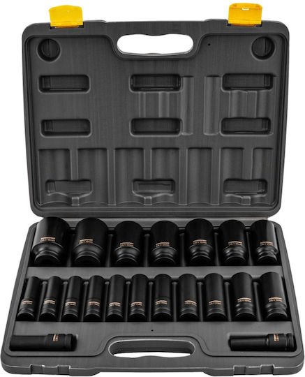Powermat Pm-znu-1038t Impact Extended Socket Set 1/2" 10 38 Mm 20 Pieces In Case