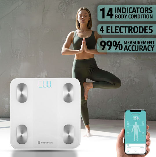 inSPORTline Smart Badezimmerwaage 180kg mit Bluetooth Weiße 30430-2