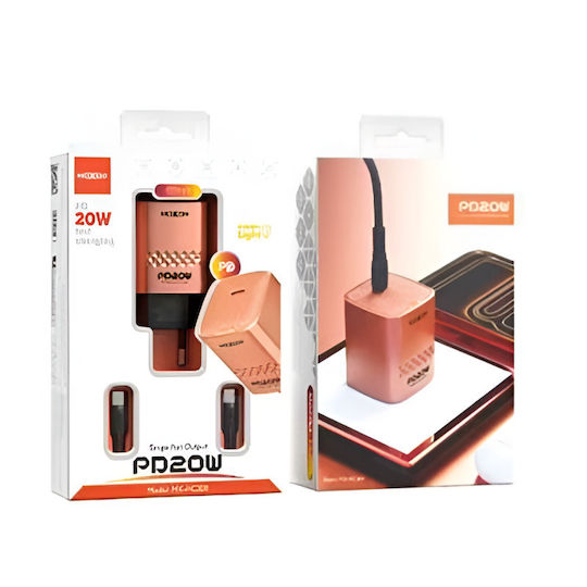Moxom Mobile Phone Charger with USB-C Port and USB-C - USB-C Cable 20W Power Delivery Orange MX-HC301