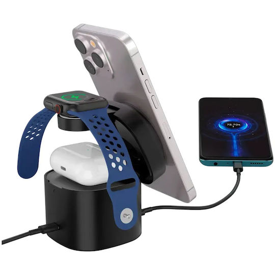 Canyon Безжично Зарядно Qi2 с USB-C Изходен Порт 30W Power Delivery Черно (OnCharge 405)