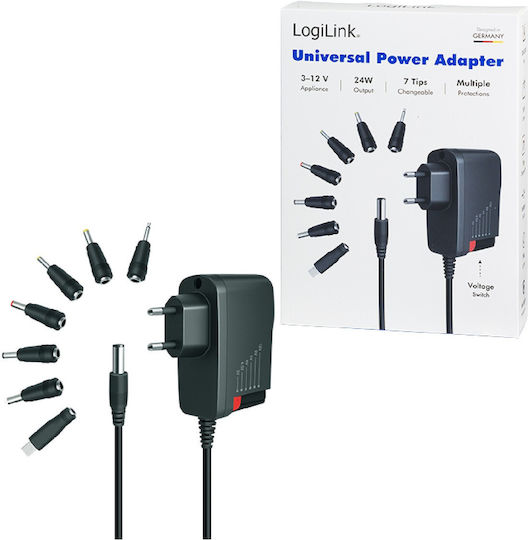 LogiLink Universal Τροφοδοτικό 2A με Ισχύ 24W με σετ βυσμάτων (PA0161A)