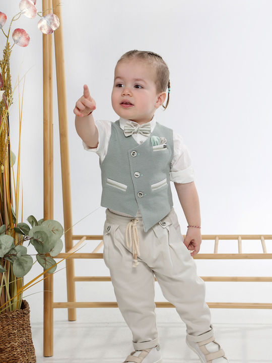 Mi Chiamo Baptism Suit with Vest for Boy Green A4650-PP
