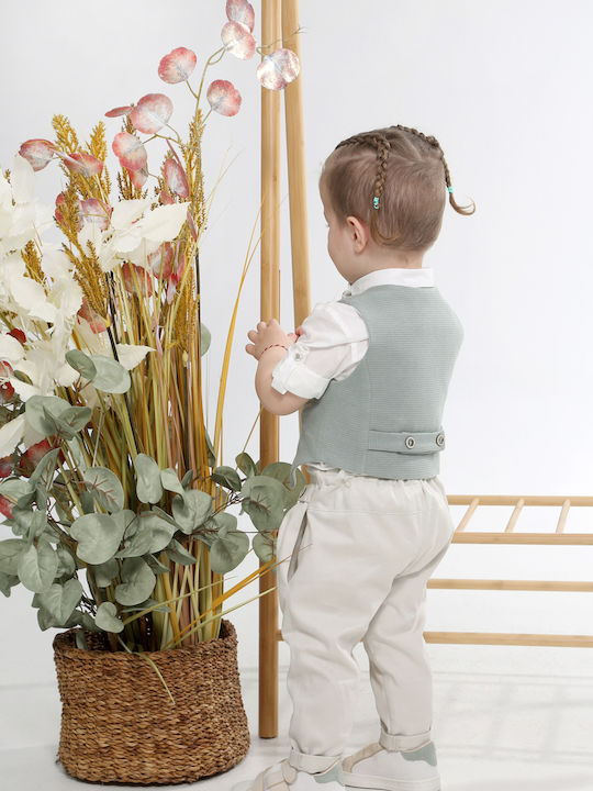 Mi Chiamo Baptism Suit with Vest for Boy Green A4650-PP
