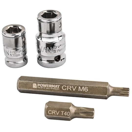 Powermat Pm-zb-40t Комплект Винтовертни Битове Хекс Торкс Сплайн 1/2" 3/8" 40 Бройки