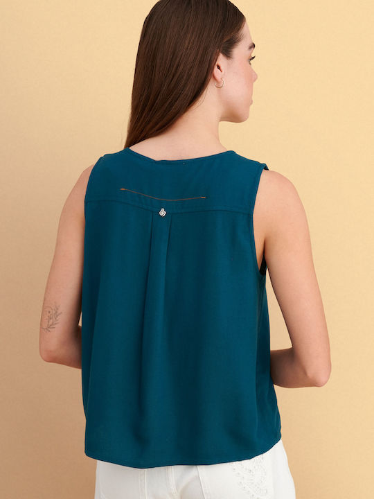 Women's Sleeveless Blue Blouse