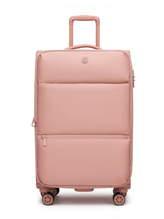 Miss Lulu Large Fabric Pink Travel Suitcase with 4 Wheels Height 74.5cm